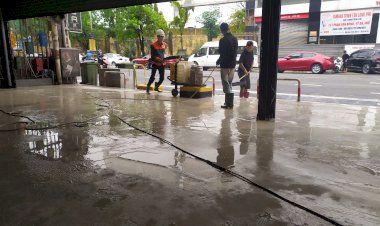 Mài sàn bê tông Mác thấp cho quán tại Huế